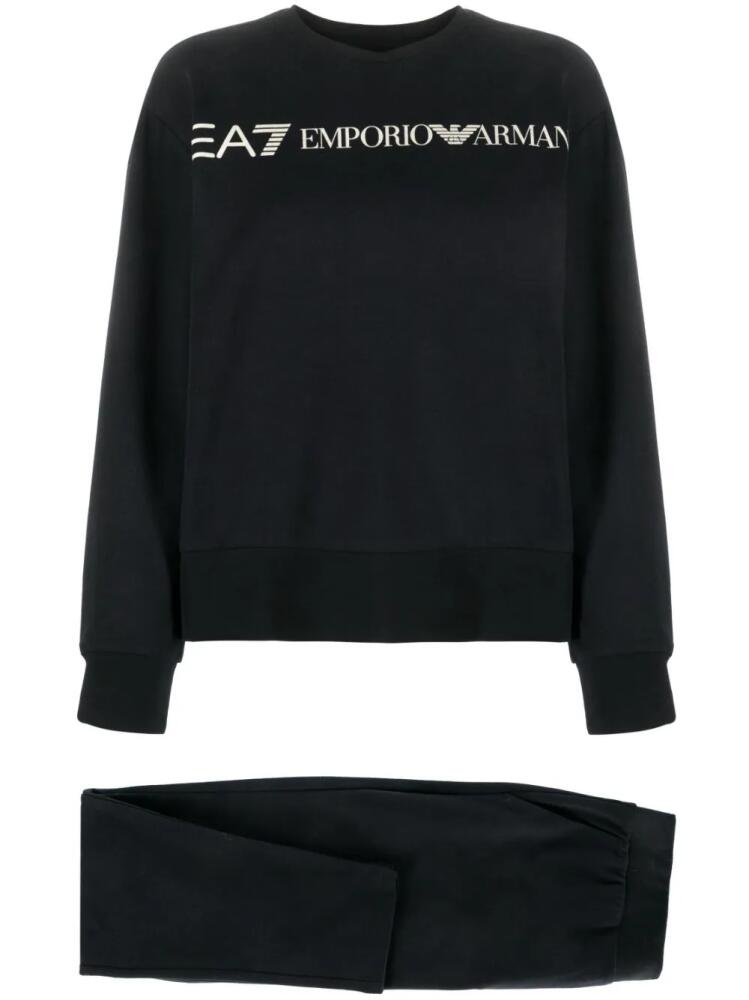 Ea7 Emporio Armani logo-print cotton tracksuit set - Black Cover