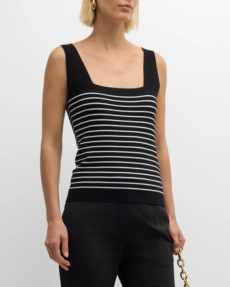 Elie Tahari The Ellie Striped Square-Neck Sweater Tank Cover