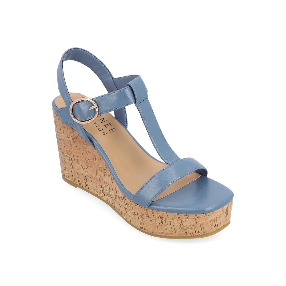 Journee Collection Matildaa Platform Wedge Sandal | Women's | Blue Cover