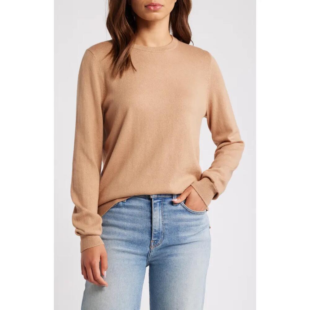 caslon(r) Cotton & Cashmere Crewneck Sweater in Camel Cover