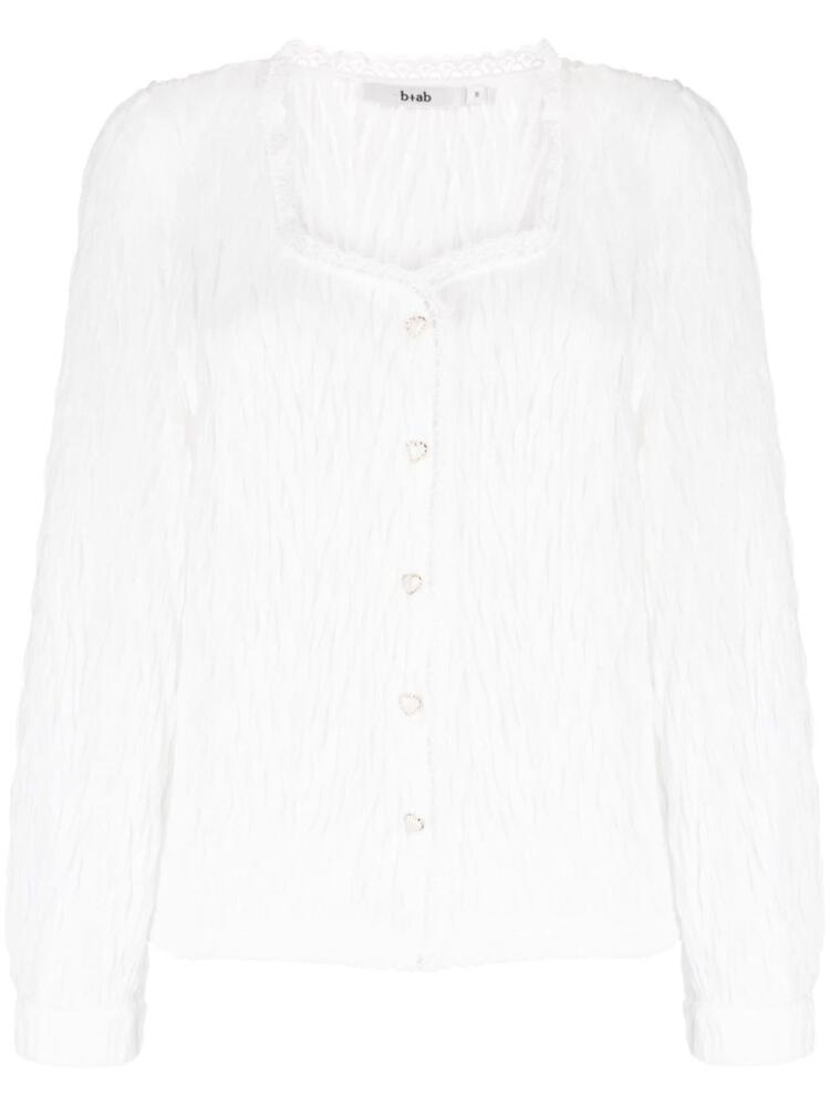 b+ab lace-trim textured cardigan - White Cover