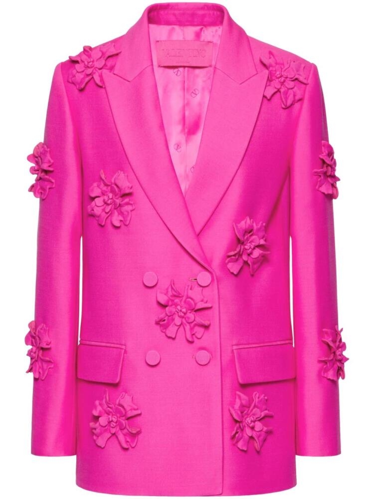 Valentino Garavani Crepe Couture floral-embroidered blazer - Pink Cover