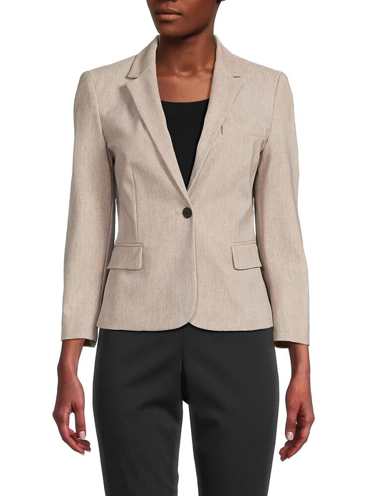 Theory Women's Textured Single Button Blazer - Oatmeal Cover