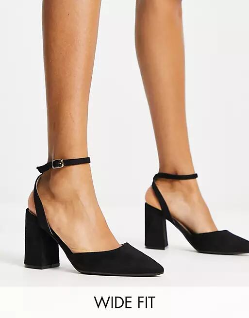 RAID Wide Fit Neima block heeled shoes in black Cover