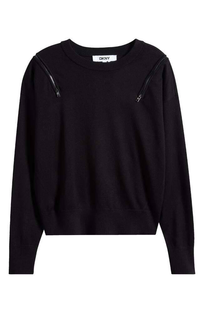 DKNY Zip Shoulder Sweater in Black Cover