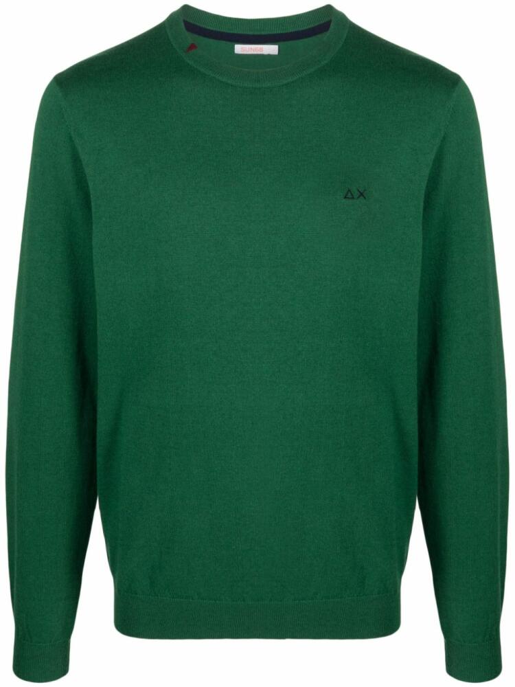 Sun 68 logo-embroidered fine-knit jumper - Green Cover