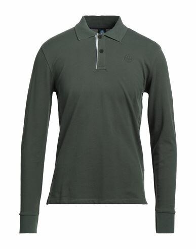 North Sails Man Polo shirt Military green Cotton, Elastane Cover