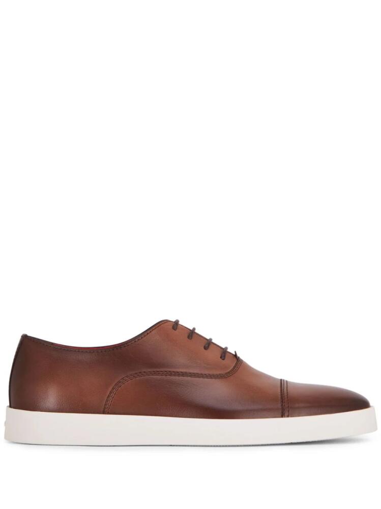 Santoni lace-up leather sneakers - Brown Cover