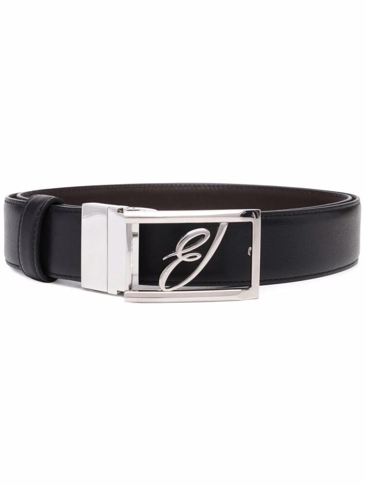 Brioni logo-plaque leather belt - Black Cover