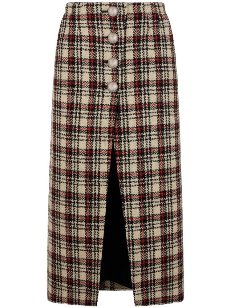 Rabanne tartan-pattern midi skirt - Neutrals Cover