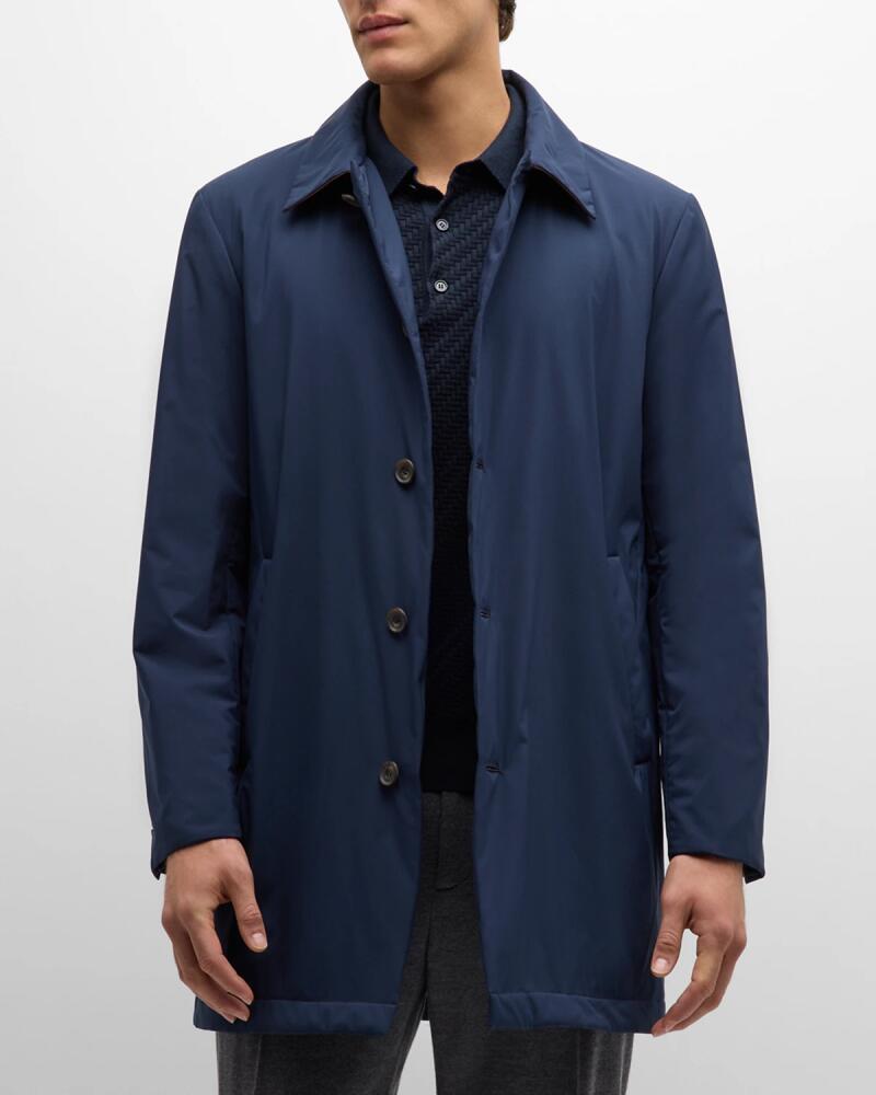 Corneliani Men's Tech Overcoat with Detachable Bib Cover