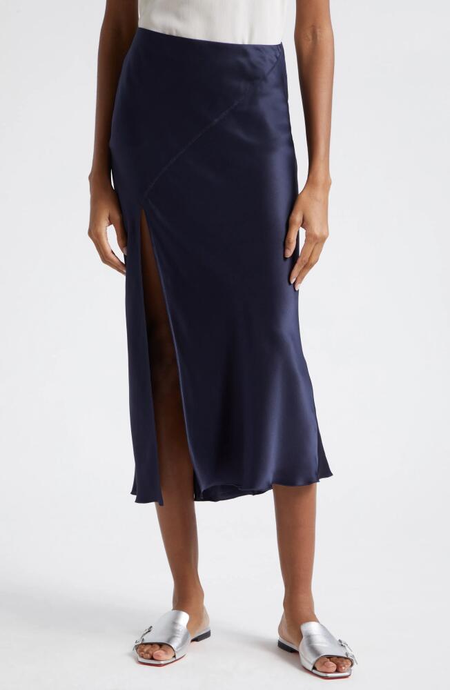 ATM Anthony Thomas Melillo Bias Cut Silk Charmeuse Midi Skirt in Ink Cover