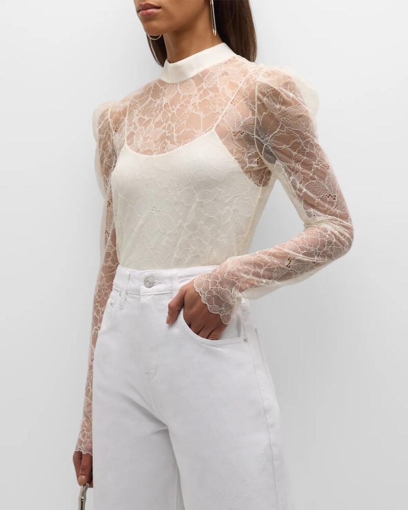 FRAME Lace Mock-Neck Blouse Cover