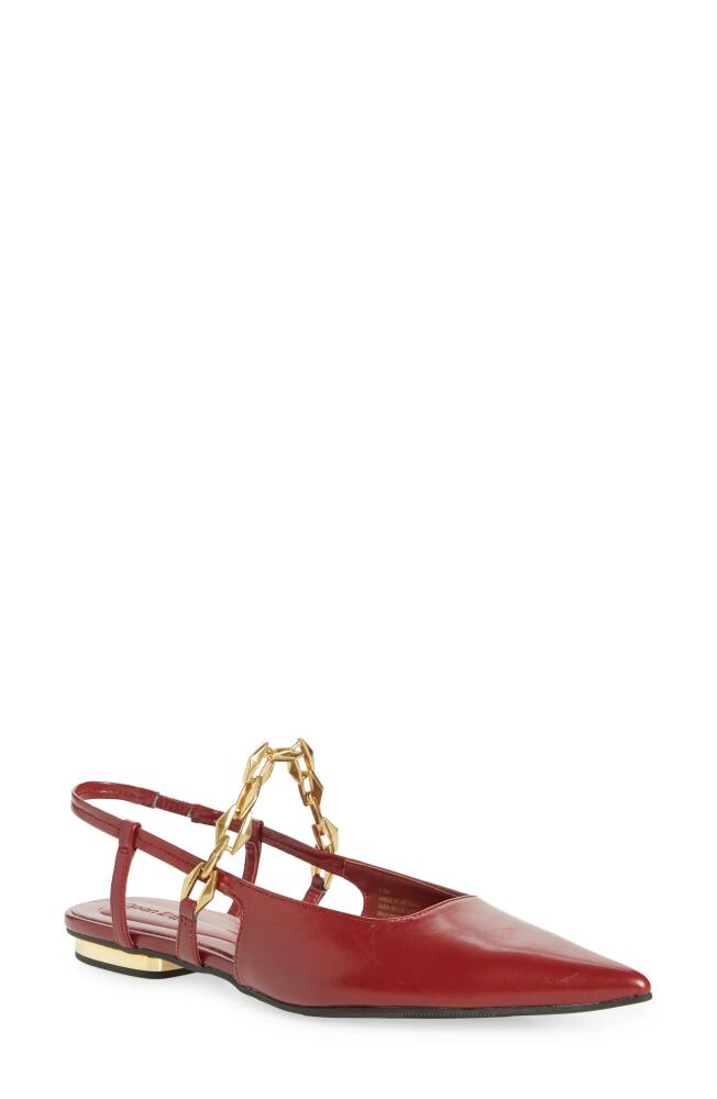 Open Edit Olympia Snakeskin Embossed Slingback Flat in Red Dahlia Cover