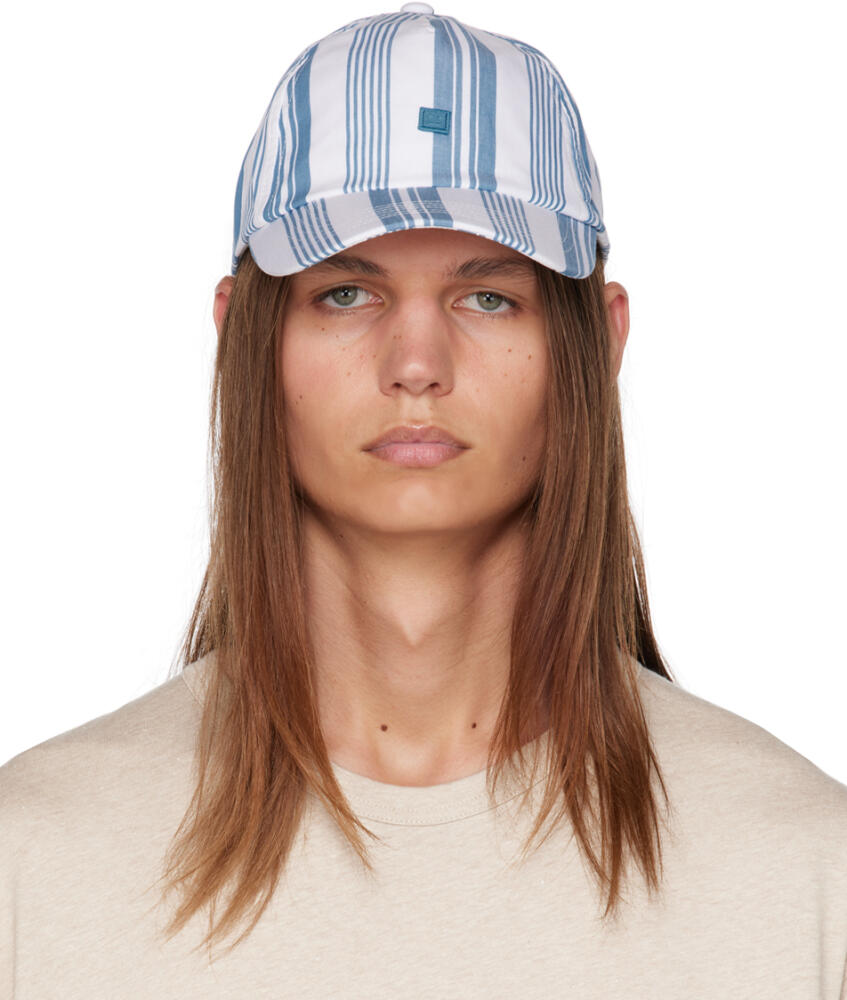 Acne Studios White & Blue Micro Patch Cap Cover