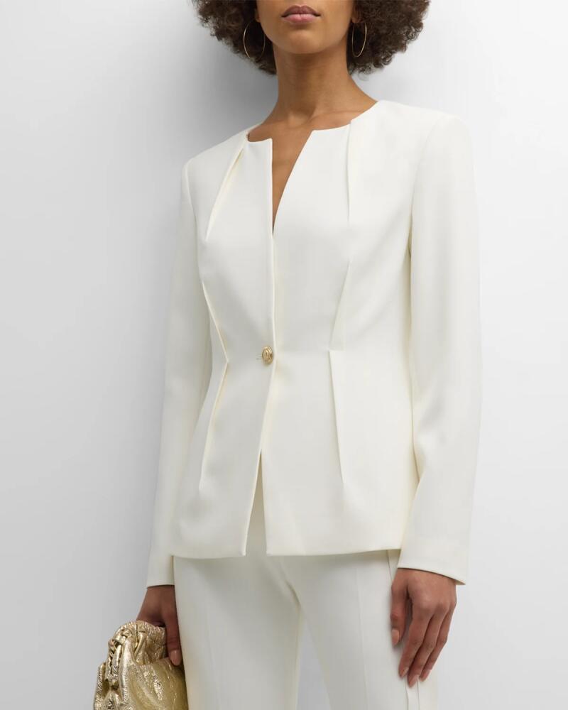 Elie Tahari The Zion Single-Button Pintuck Blazer Cover