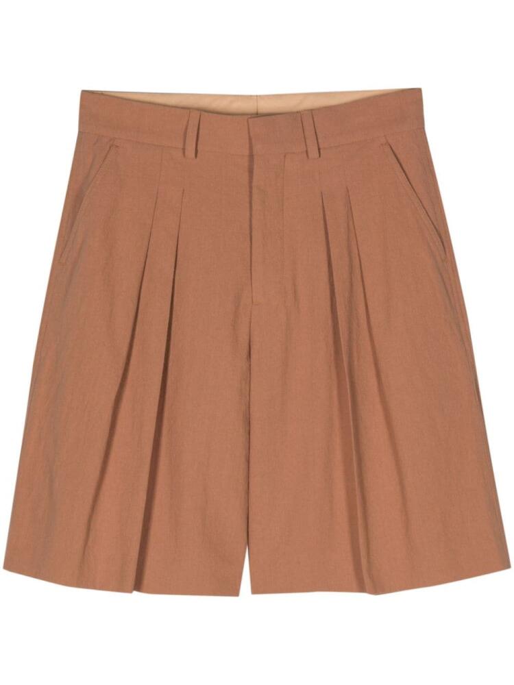 Nanushka Carsten pleated cotton shorts - Brown Cover