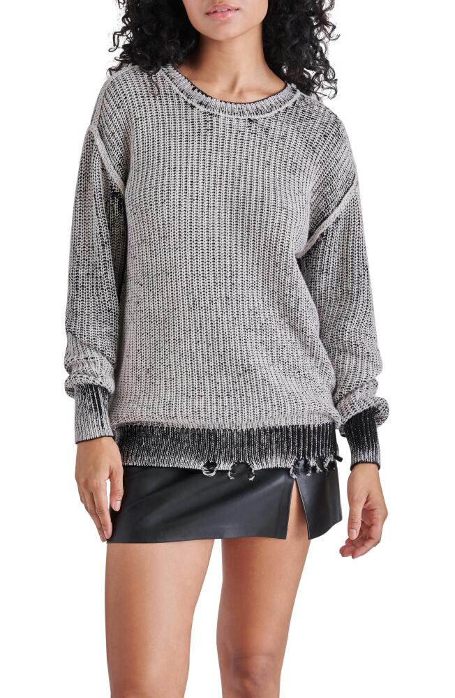 Steve Madden Nelson Distressed Hem Cotton Sweater in Black/White Cover