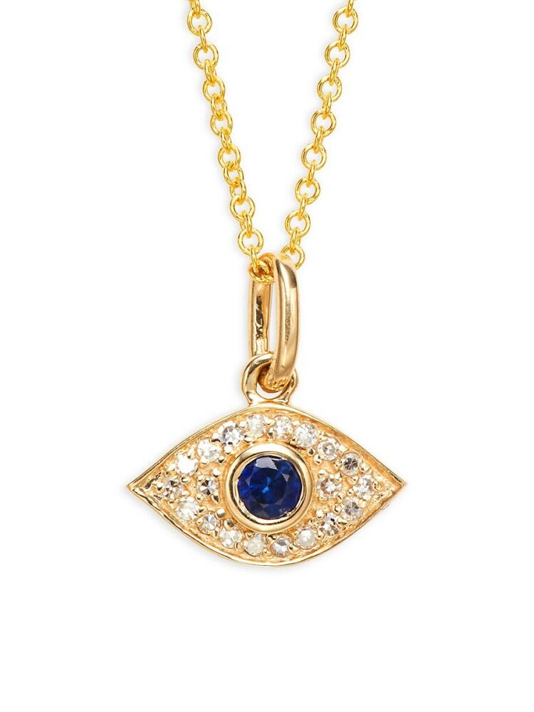 Effy Women's 14K Yellow Gold, Diamond & Sapphire Evil Eye Pendant Necklace Cover