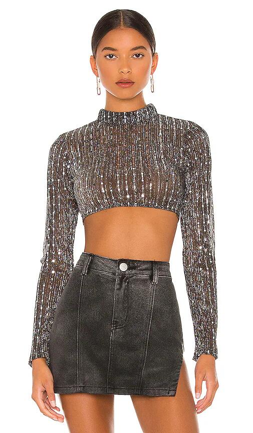 superdown Sia Crop Top in Metallic Silver Cover