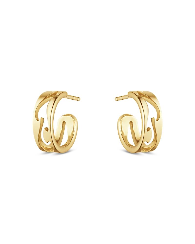 Georg Jensen 18K Yellow Gold Fusion Open Pattern Small Hoop Earrings Cover