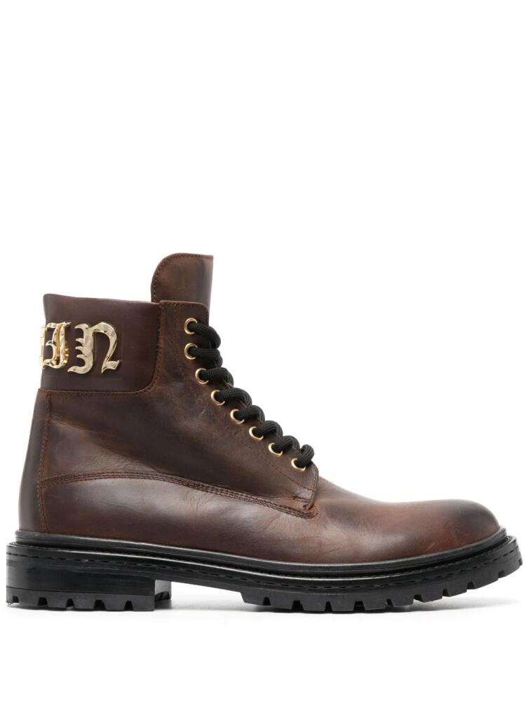 Philipp Plein Gothic Plein lace-up leather boots - Brown Cover