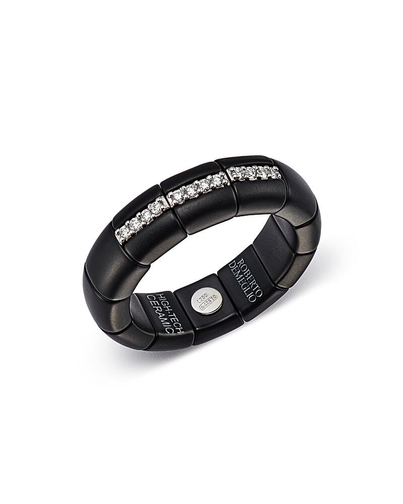 Roberto Demeglio 18K White Gold & Matte Black Ceramic Ring with Diamonds Cover