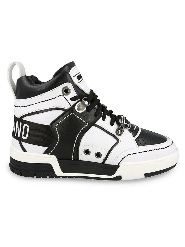 Moschino Women's Streetball High Top Sneakers - Black White Cover