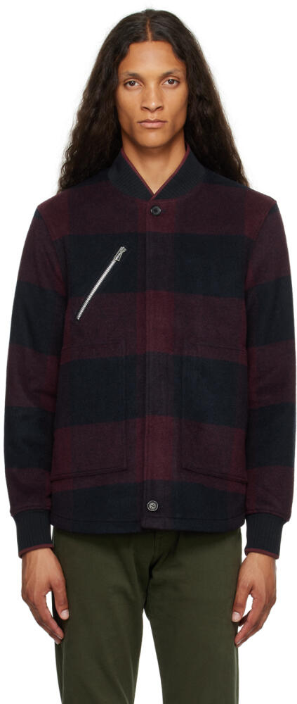 PS by Paul Smith Burgundy & Navy Check Bomber Jacket Cover