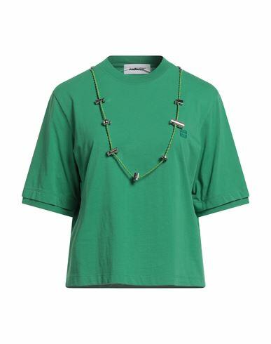 Ambush Woman T-shirt Green Cotton, Polyester Cover