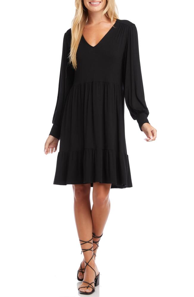 Karen Kane Tiered Long Sleeve Dress in Black Cover