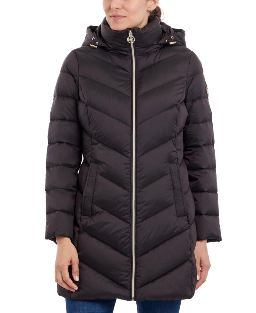 Michael Michael Kors Petite Hooded Packable Down Puffer Coat, Created for Macy's - Chocolate Cover