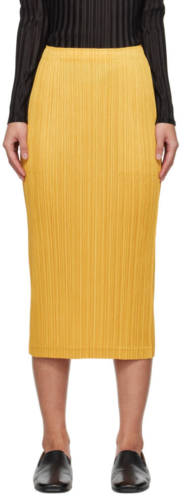 PLEATS PLEASE ISSEY MIYAKE Yellow Thicker Bottoms 1 Midi Skirt Cover