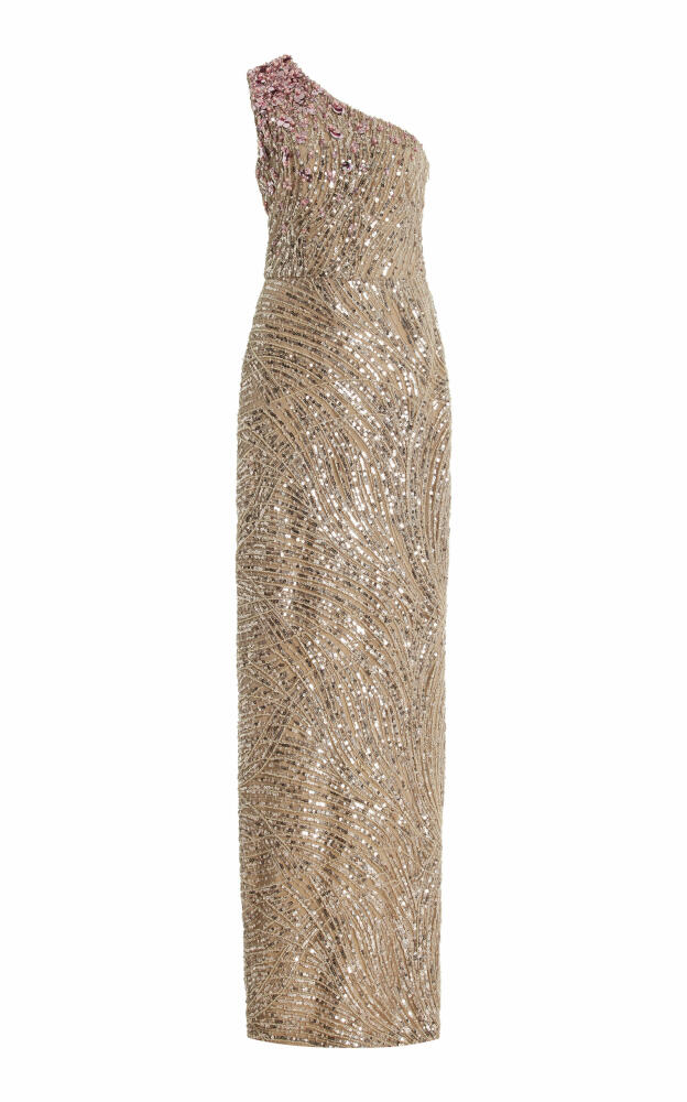 Pamella Roland - Sequined One-Shoulder Gown - Pink Cover