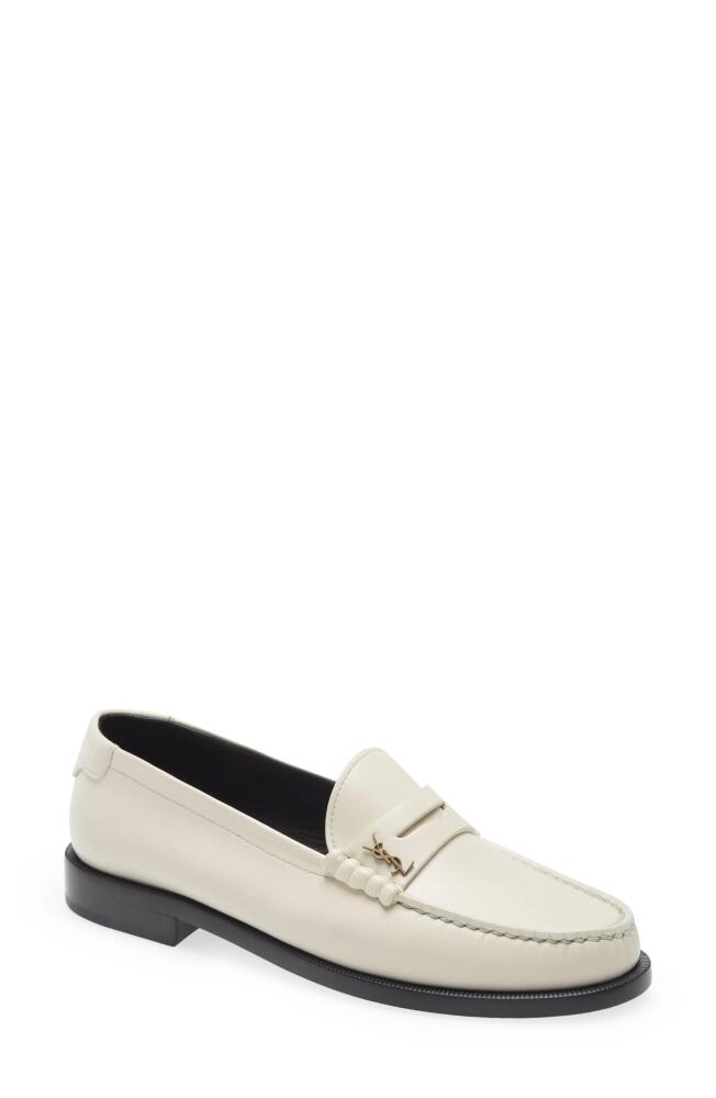 Saint Laurent Le Loafer Monogram Penny Loafer in Pearl Cover