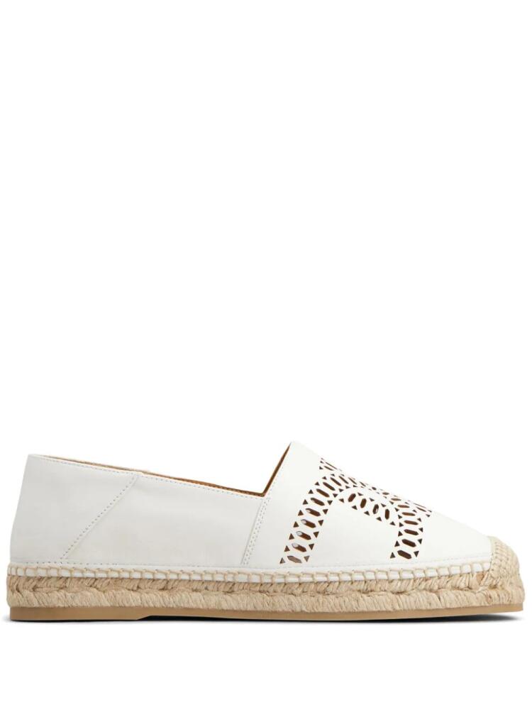 Tod's logo-perforated leather espadrilles - White Cover