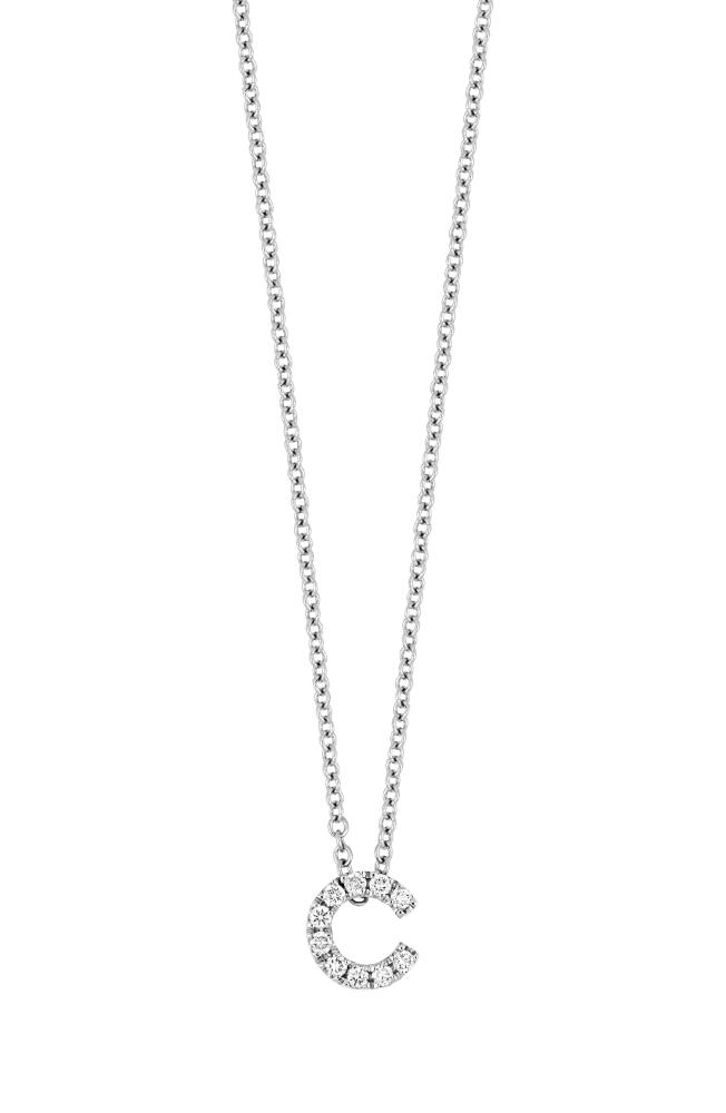 Bony Levy 18k Gold Pavé Diamond Initial Pendant Necklace in White Gold - C Cover