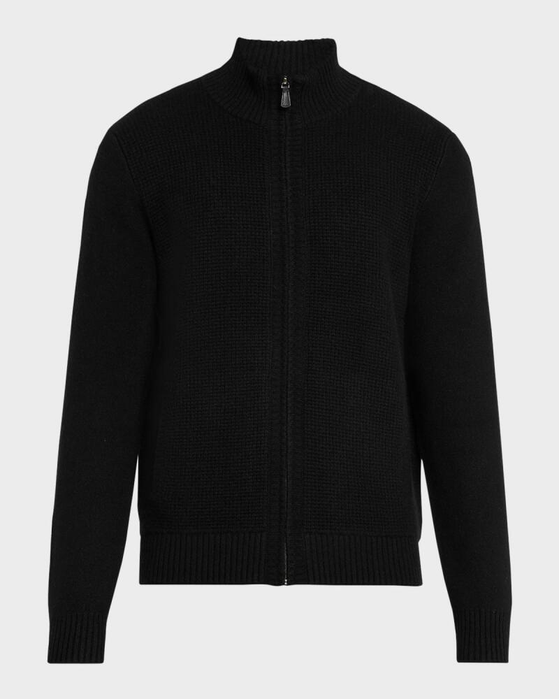 Neiman Marcus Men's Cashmere Knit Full-Zip Sweater Cover