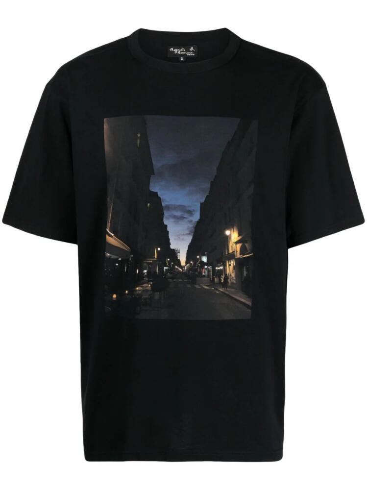 agnès b. photograph-print cotton T-shirt - Black Cover