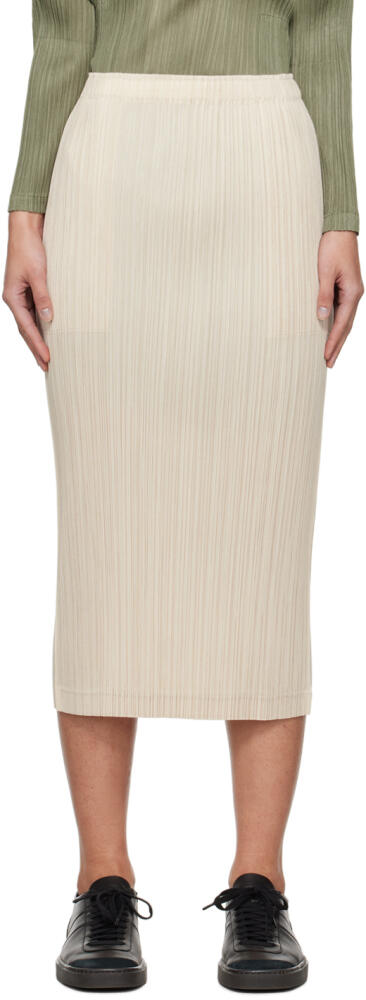 PLEATS PLEASE ISSEY MIYAKE Beige Thicker Bottoms 1 Midi Skirt Cover