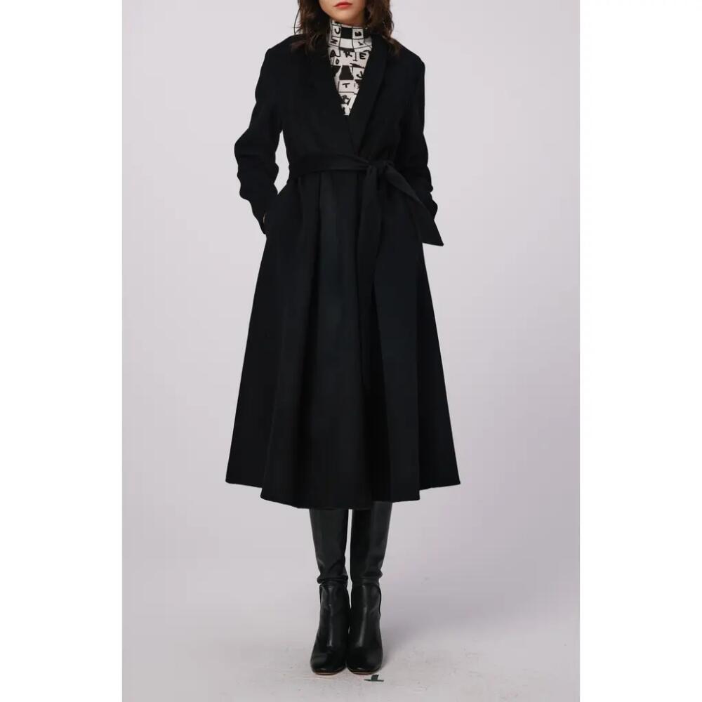 Diane von Furstenberg Bubba Wool Wrap Coat in Black Cover