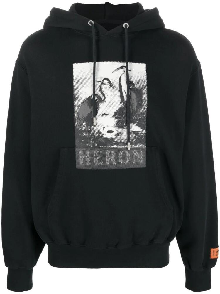 Heron Preston logo-print cotton hoodie - Black Cover