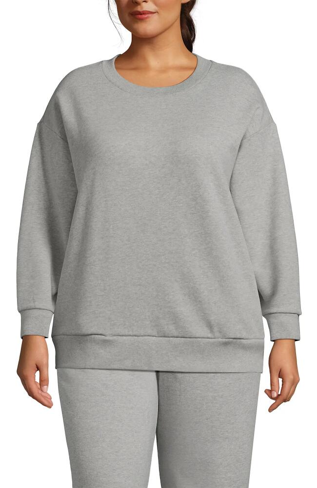 Lands' End Plus Size Serious Sweats Relaxed Long Sleeve Crew Neck Sweatshirt in Gray Heather Cover