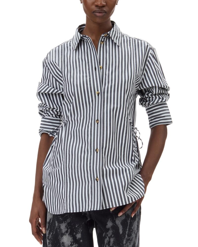 Ganni Striped Button Front Shirt Cover