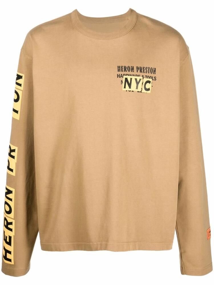 Heron Preston logo-print cotton sweatshirt - Brown Cover