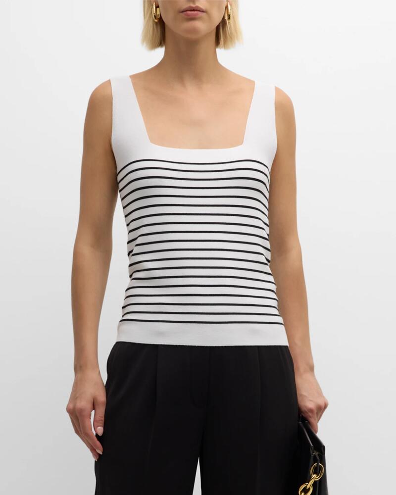 Elie Tahari The Ellie Striped Square-Neck Sweater Tank Cover