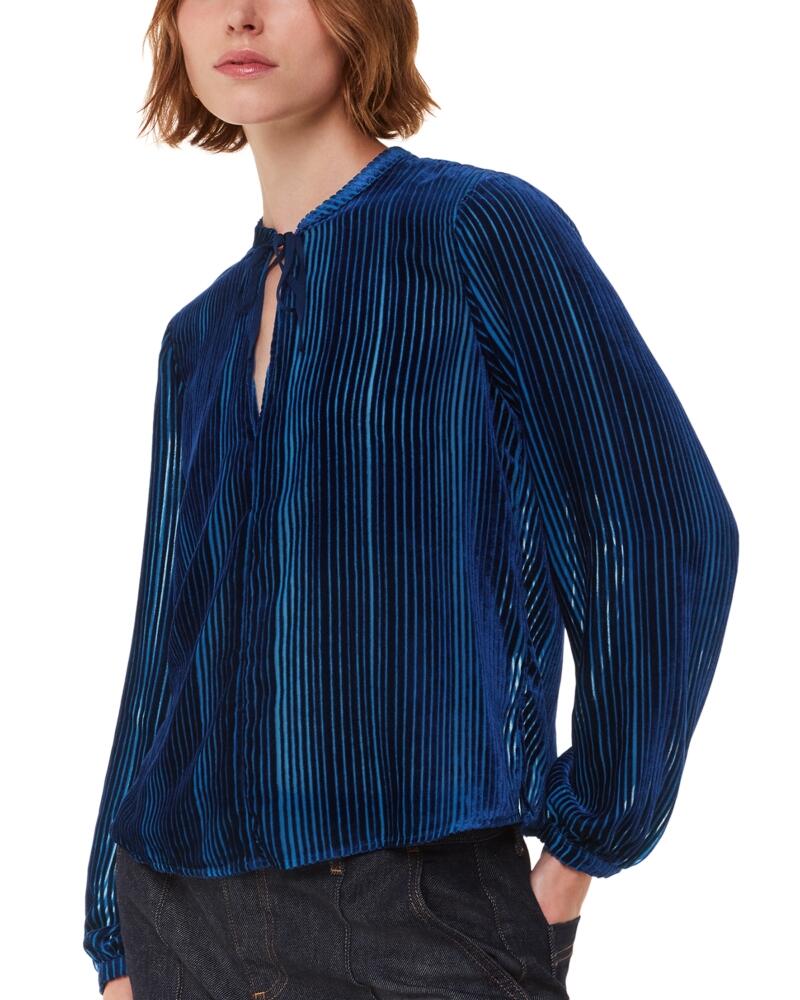 Whistles Devore Velvet Stripe Blouse Cover