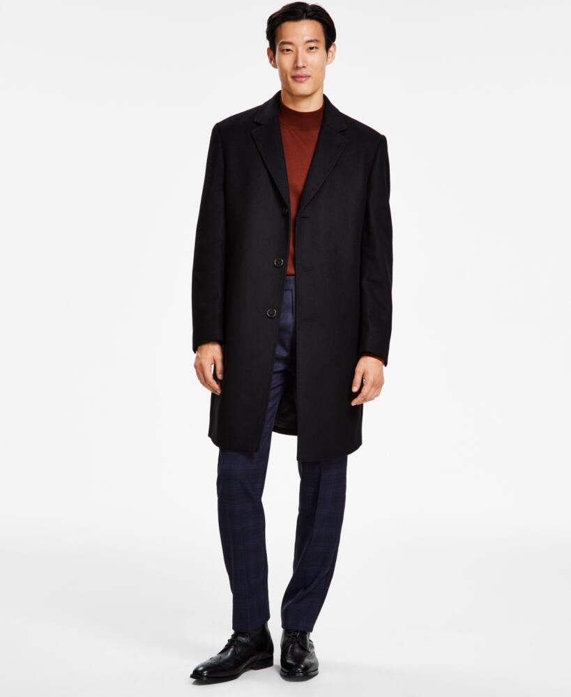 Michael Kors Men's Classic Fit Luxury Wool Cashmere Blend Overcoats - Black Cover