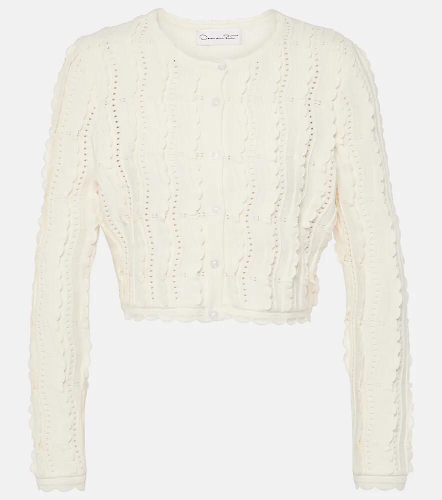 Oscar de la Renta Cropped scalloped knitted cardigan Cover