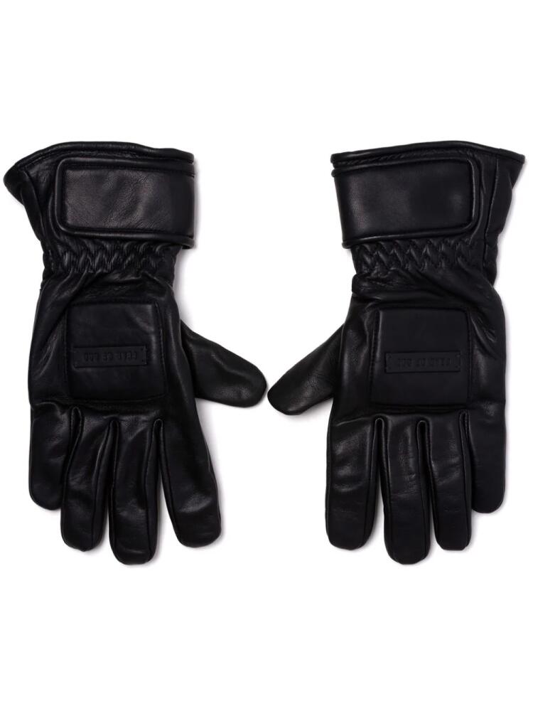 Fear Of God logo-plaque leather gloves - Black Cover